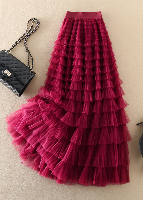 Plus Size Rose wrinkled Tulle Skirts Spring - Skirts - DYAVOR®