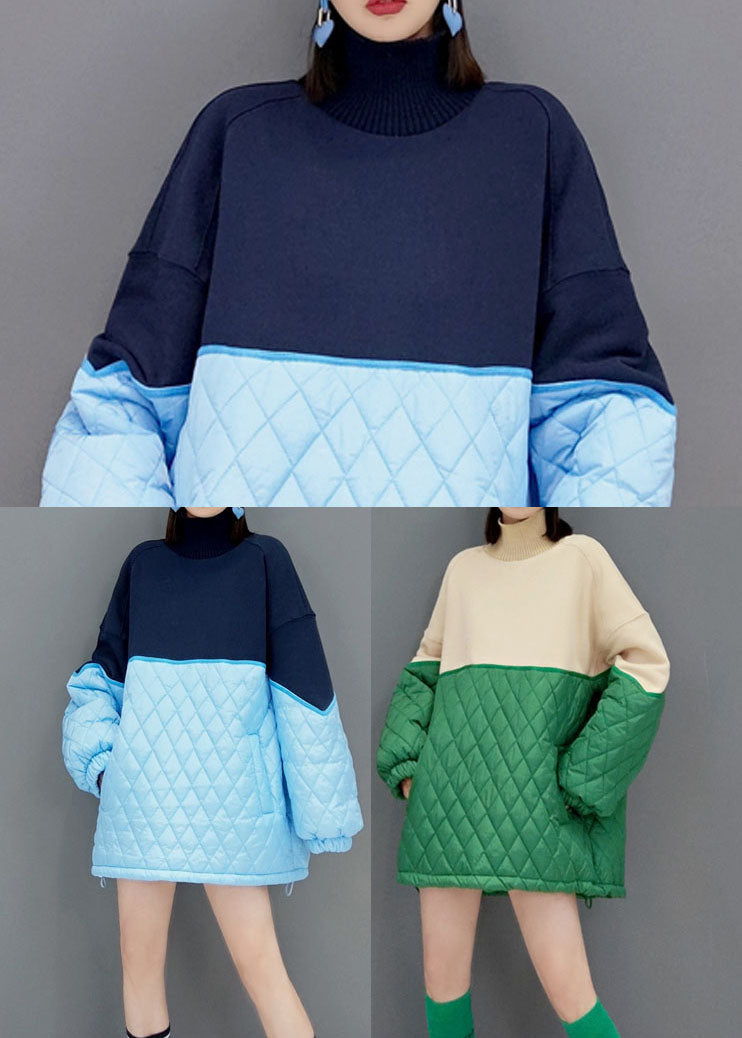 Plus size Green Turtle Neck Fine Cotton Filled Vacation Dresses Spring - Down Jackets - DYAVOR®