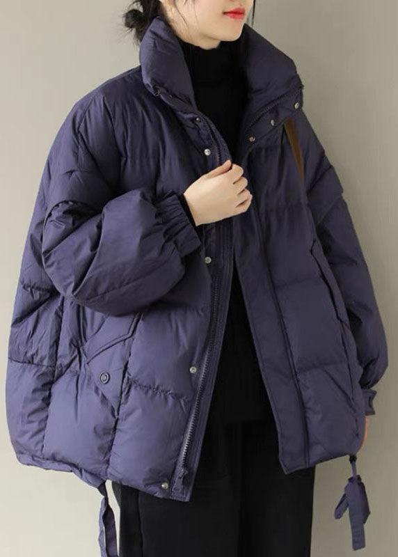 Purple Casual Duck Down Winter Coats Zip Up Winter - Down Jackets - DYAVOR®