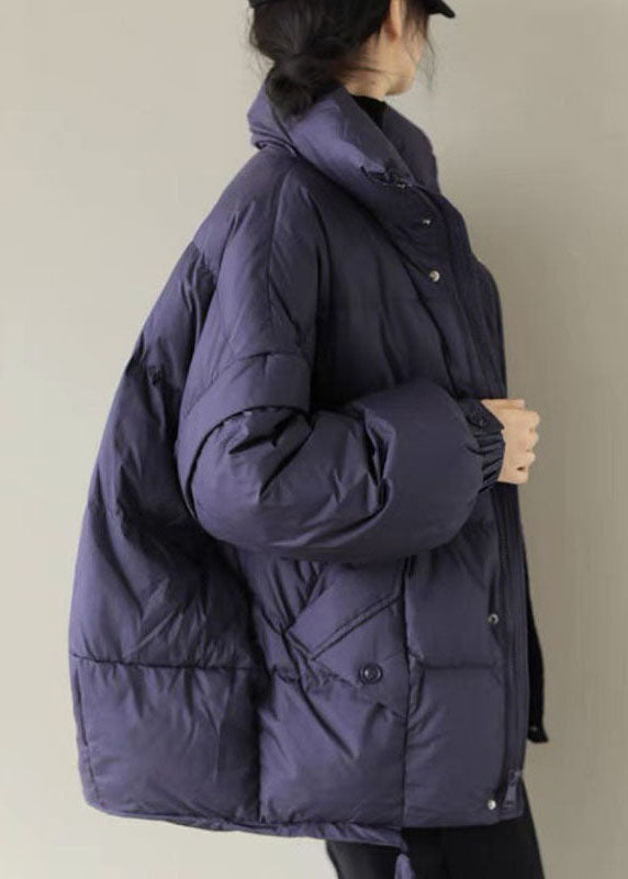 Purple Casual Duck Down Winter Coats Zip Up Winter - Down Jackets - DYAVOR®