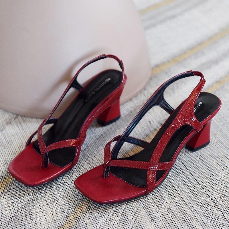 Red Sandals Peep Toe High Heel Sandals - Sandals - DYAVOR®