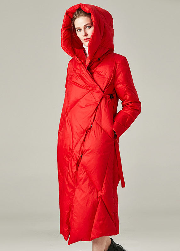 Red Thick Duck Down Puffers Jackets Lace Up Winter - Down Jackets - DYAVOR®