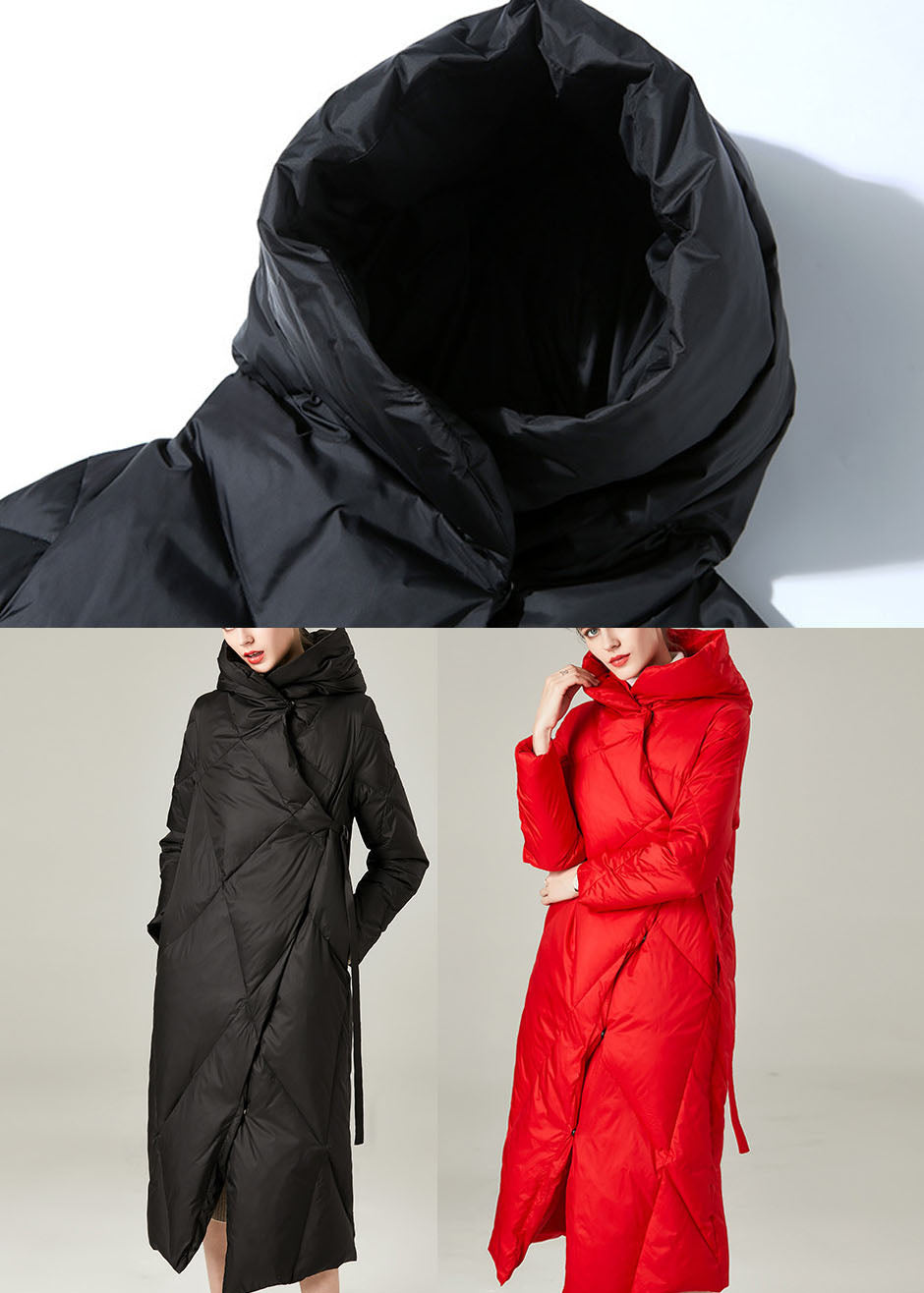 Red Thick Duck Down Puffers Jackets Lace Up Winter - Down Jackets - DYAVOR®