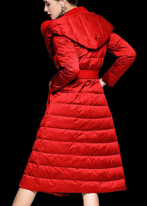 Red hooded Patchwork slim fit Winter Duck Down Coats - Down Jackets - DYAVOR®