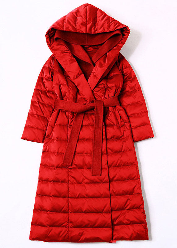 Red hooded Patchwork slim fit Winter Duck Down Coats - Down Jackets - DYAVOR®