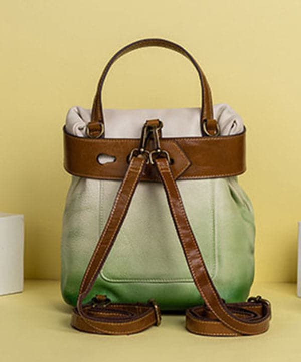 Retro Green Print Paitings Calf Leather Backpack Bag - Backpack Bag - DYAVOR®