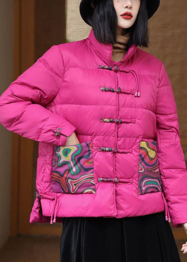 Rose Oriental Button Duck Down Canada Goose Jacket Stand Collar Winter - Down Jackets - DYAVOR®