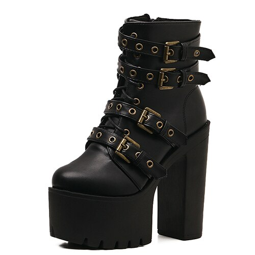 Roswel Women's Black Platform Ankle Boots - Boots - DYAVOR®