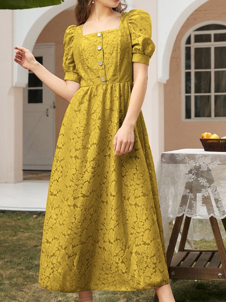 Elegant Party Dresses for Women 2023 Summer New French Lady Lace Dress Stylish Puff Sleeve Maxi Dress Formal Occasion Dresses - - DYAVOR®