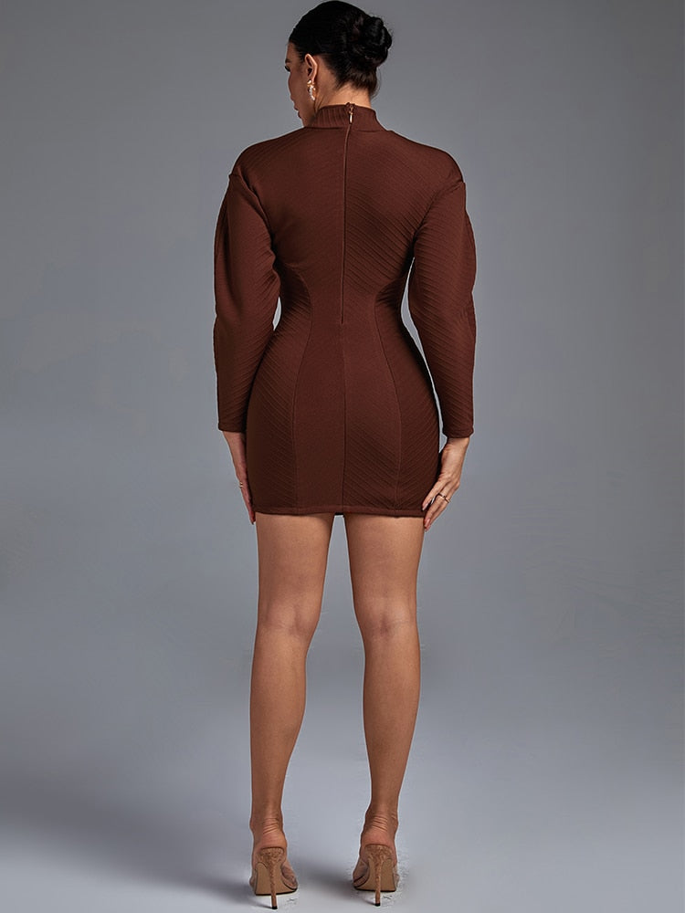 Brown Mini Bandage Dress - Dresses - DYAVOR®