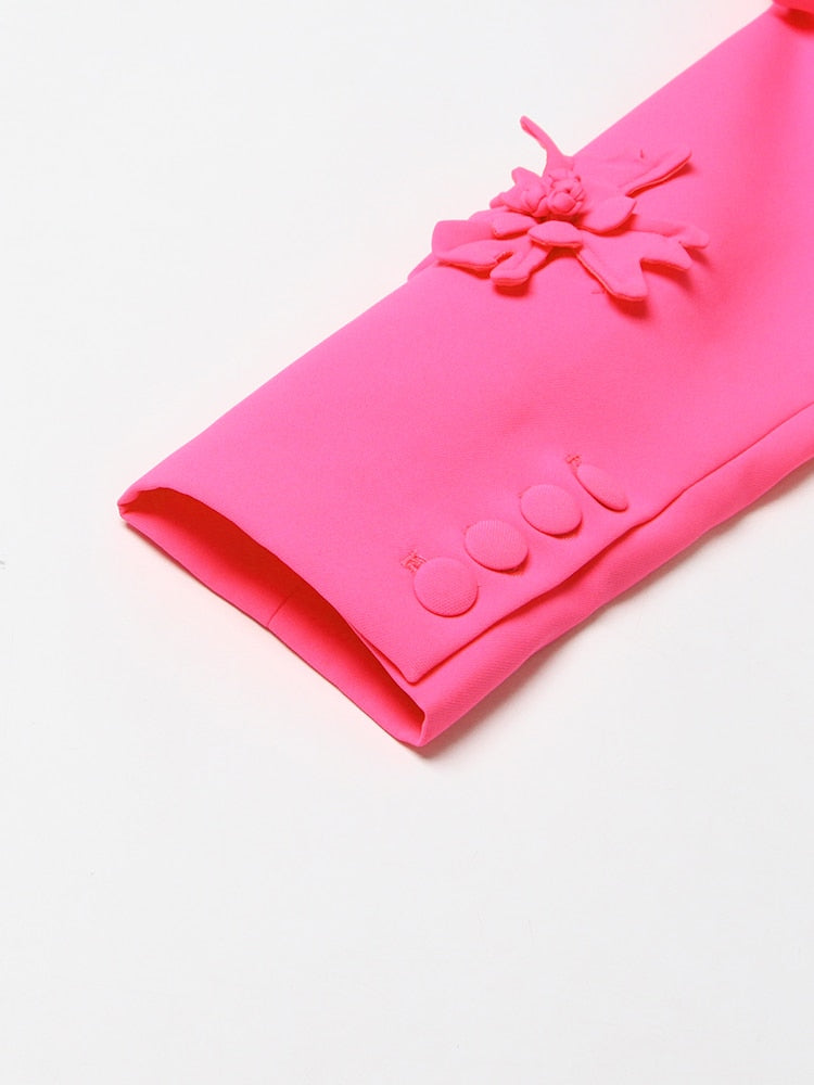 Pink Blazer With Flowers - - DYAVOR®