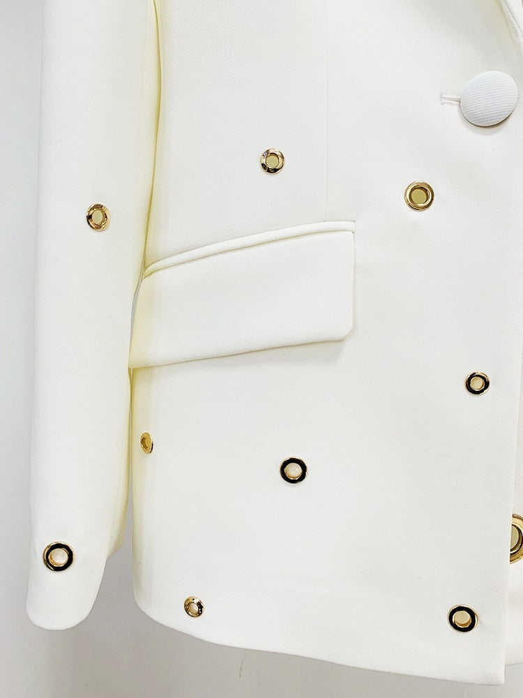 Fitted White Suit with Flared Trousers - - DYAVOR®