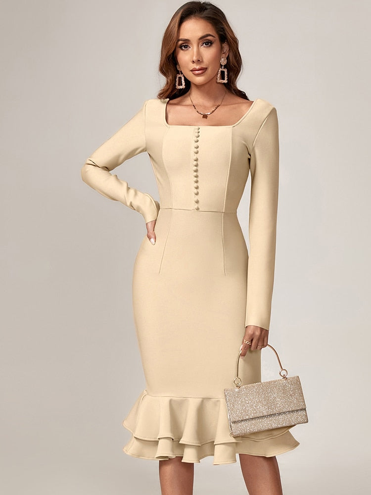 Long Sleeve Bandage Mermaid Evening Dress - Dresses - DYAVOR®