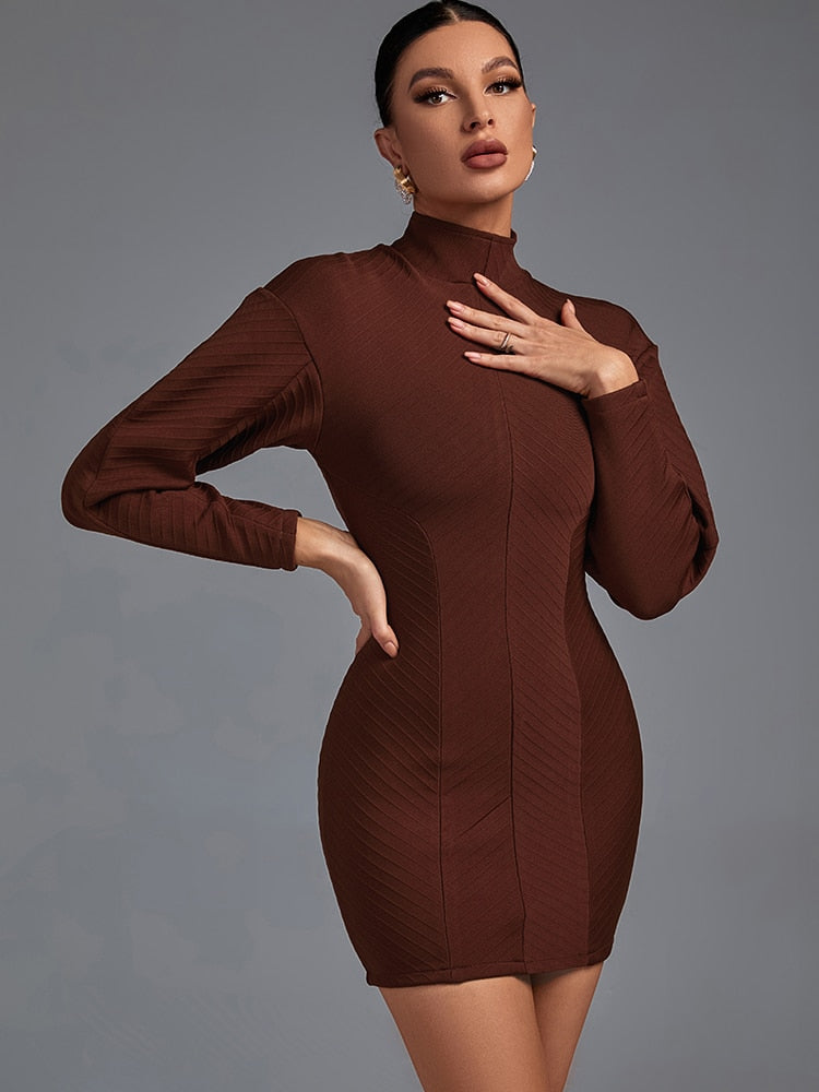 Brown Mini Bandage Dress - Dresses - DYAVOR®