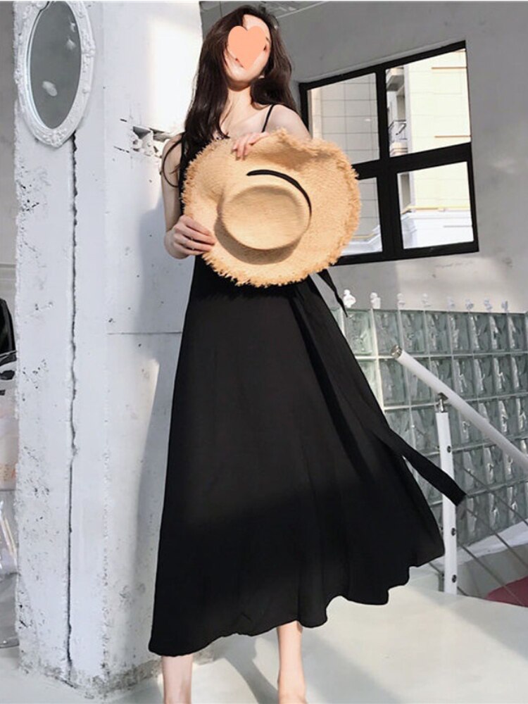 Summer Dresses for Women 2023 Temperament Little Black Dress High Waist Sling Backless Sexy Dress Beach Holiday Party Dresses - - DYAVOR®