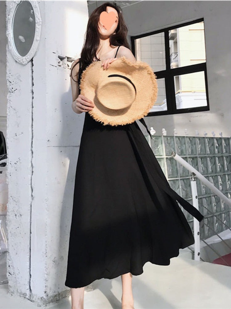 Summer Dresses for Women 2023 Temperament Little Black Dress High Waist Sling Backless Sexy Dress Beach Holiday Party Dresses - - DYAVOR®