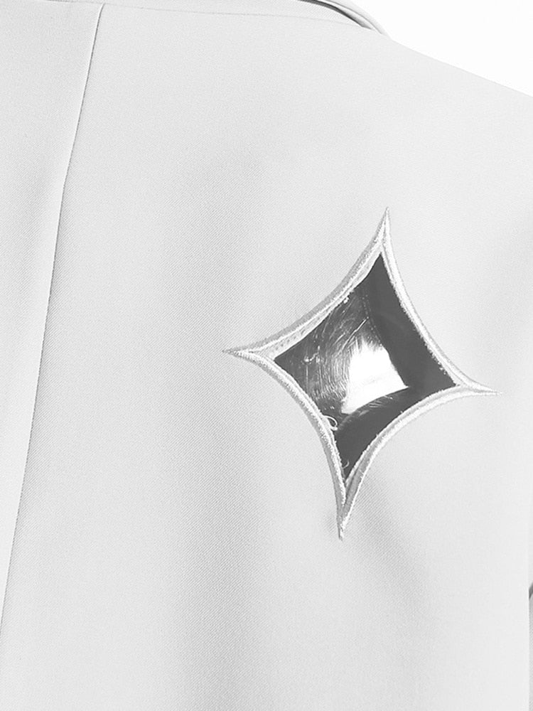 White Blazer with Diamond Cutouts - - DYAVOR®
