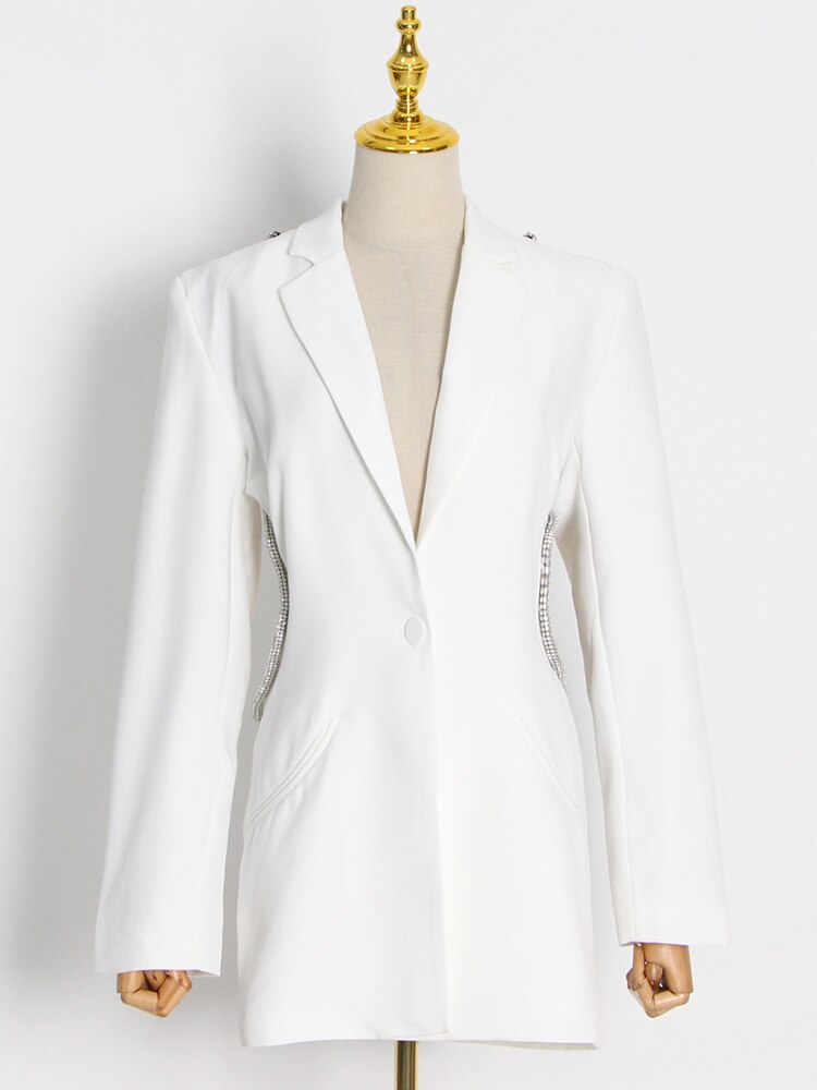 White Backless Diamond Blazer - - DYAVOR®