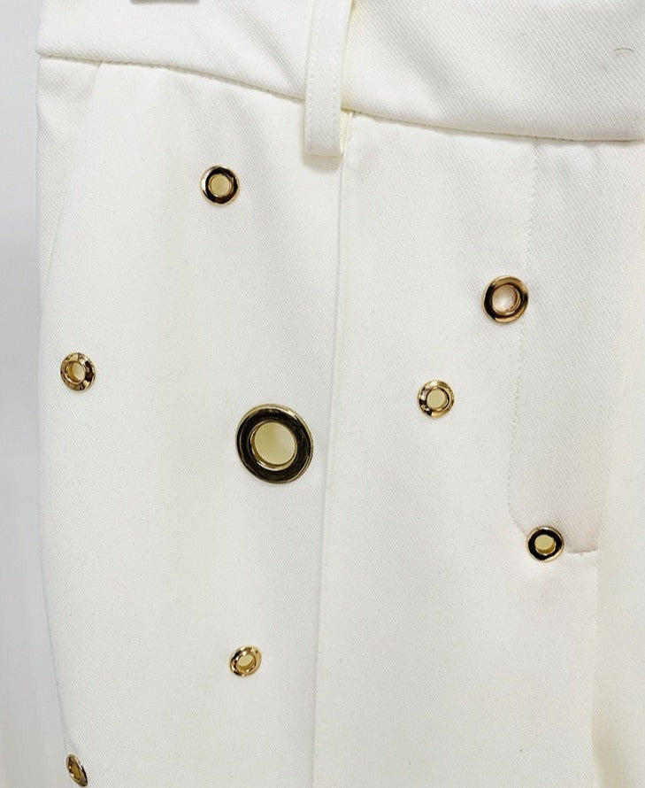 Fitted White Suit with Flared Trousers - - DYAVOR®