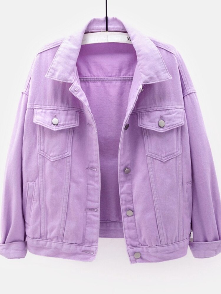 Spring Autumn 2023 New Short Loose Long-sleeved Denim Jacket Women Baseball Uniform Fashion Top Casual Sports Coat Clothes Tops -  - DYAVOR®