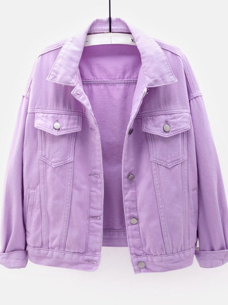 Spring Autumn 2023 New Short Loose Long-sleeved Denim Jacket Women Baseball Uniform Fashion Top Casual Sports Coat Clothes Tops -  - DYAVOR®