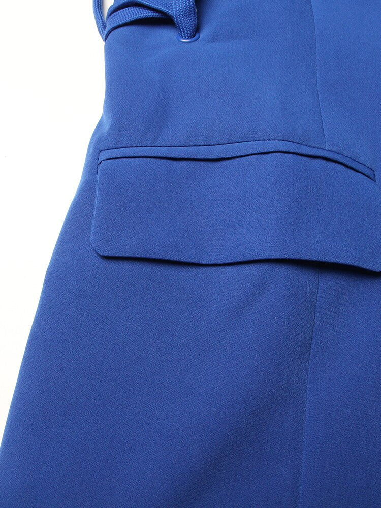 Blue Mini Jacket Dress with Ties - - DYAVOR®