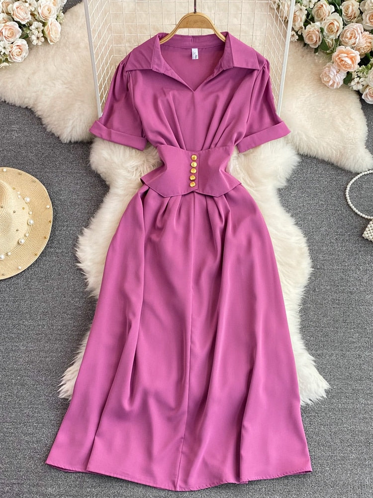 Womens Clothing 2023 Summer New French Luxury Style Temperament Shirt Dress Fashion Short Sleeve Dresses Formal Occasion Dresses - - DYAVOR®