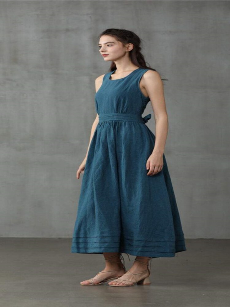 Woman Clothing Summer New Cotton Open Back Sexy Dress Fashion Lace Up Loose Women's Dress Elegant Party Dresses for Women 2023 - - DYAVOR®