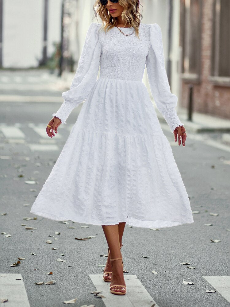 Women Dress 2023 Spring Summer New Fashion O-Neck Big Swing Dress Temperament Casual Long Dresses Streetwear Woman Clothing - - DYAVOR®
