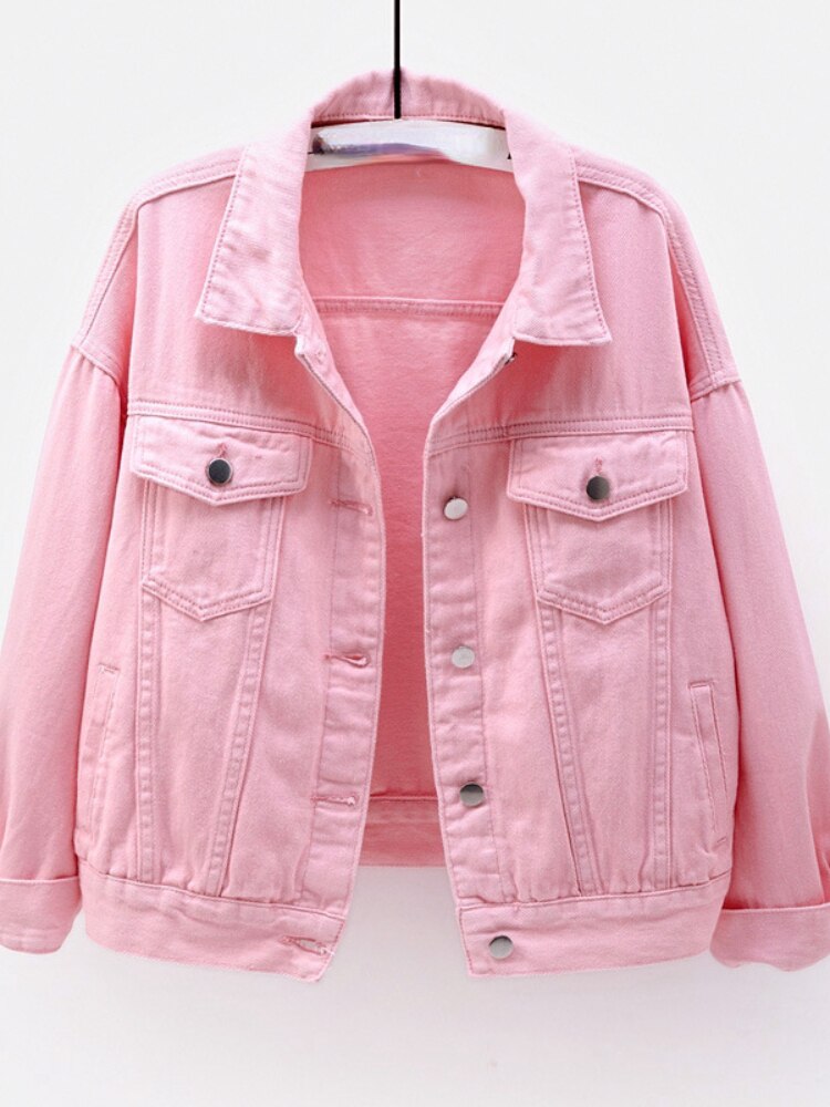 Spring Autumn 2023 New Short Loose Long-sleeved Denim Jacket Women Baseball Uniform Fashion Top Casual Sports Coat Clothes Tops - - DYAVOR®