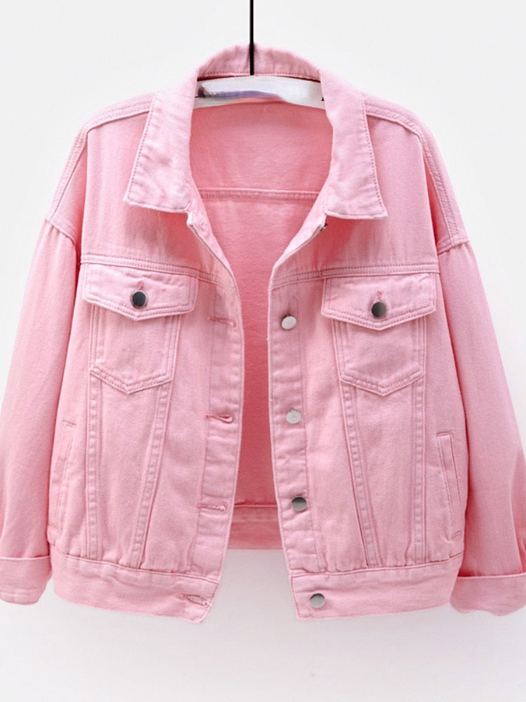 Spring Autumn 2023 New Short Loose Long-sleeved Denim Jacket Women Baseball Uniform Fashion Top Casual Sports Coat Clothes Tops -  - DYAVOR®