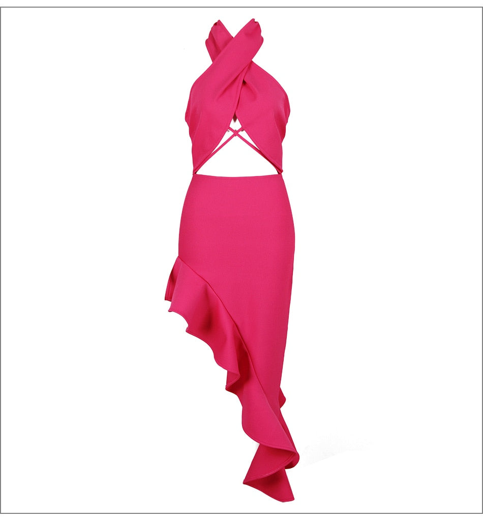 Irregular Rose Red Bandage Dress - Nightdress - DYAVOR®