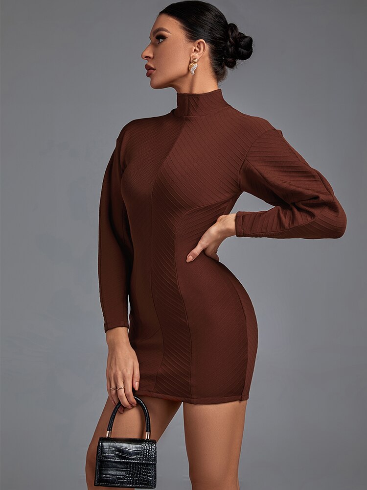 Brown Mini Bandage Dress - Dresses - DYAVOR®