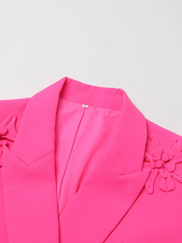 Pink Blazer With Flowers - - DYAVOR®