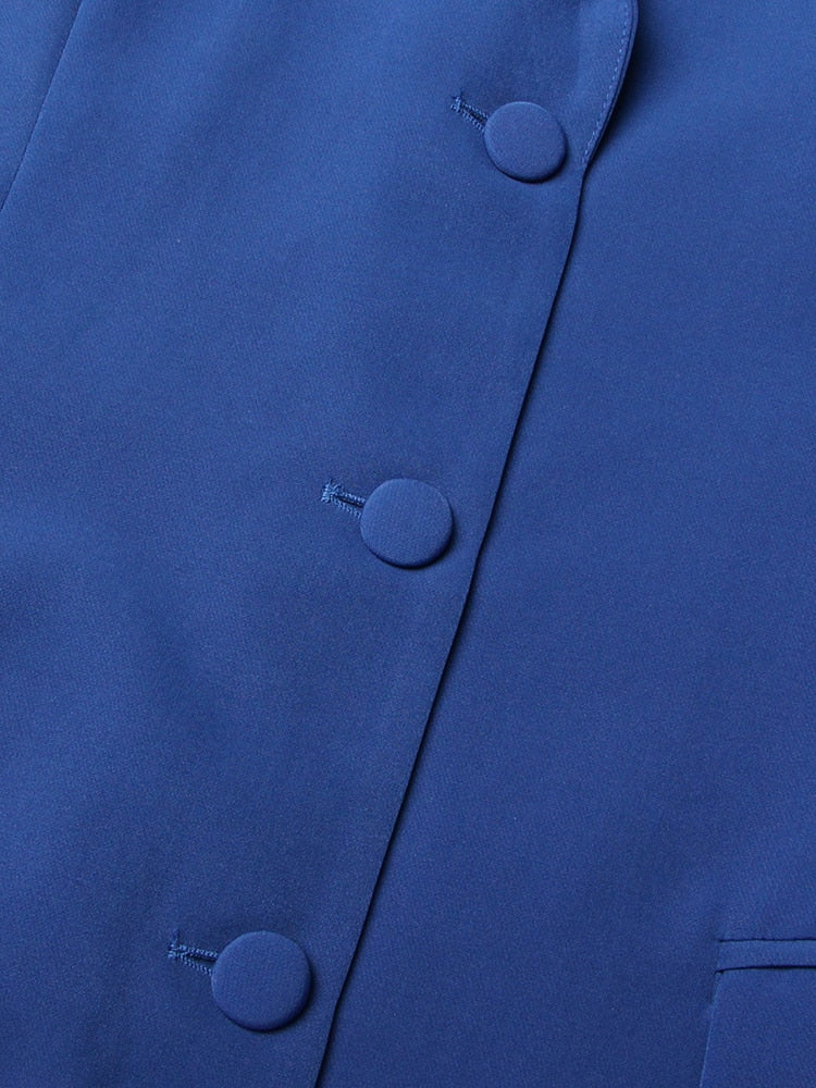 Blue Mini Jacket Dress with Ties - - DYAVOR®
