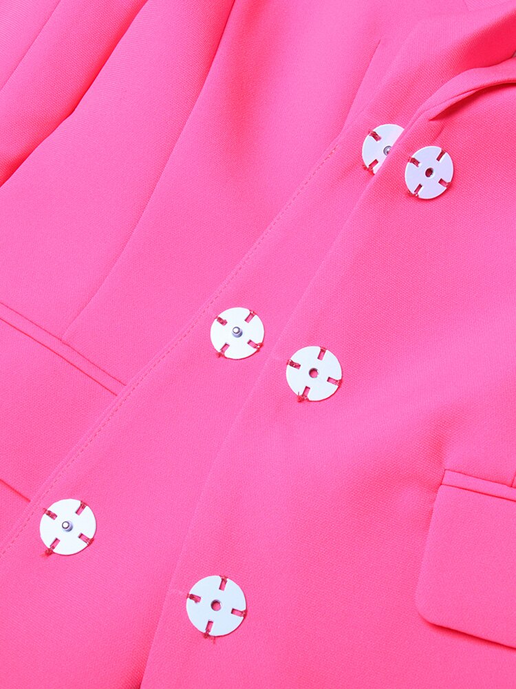 Brilliant Rose Blazer-Dress with Pearl Belt - - DYAVOR®