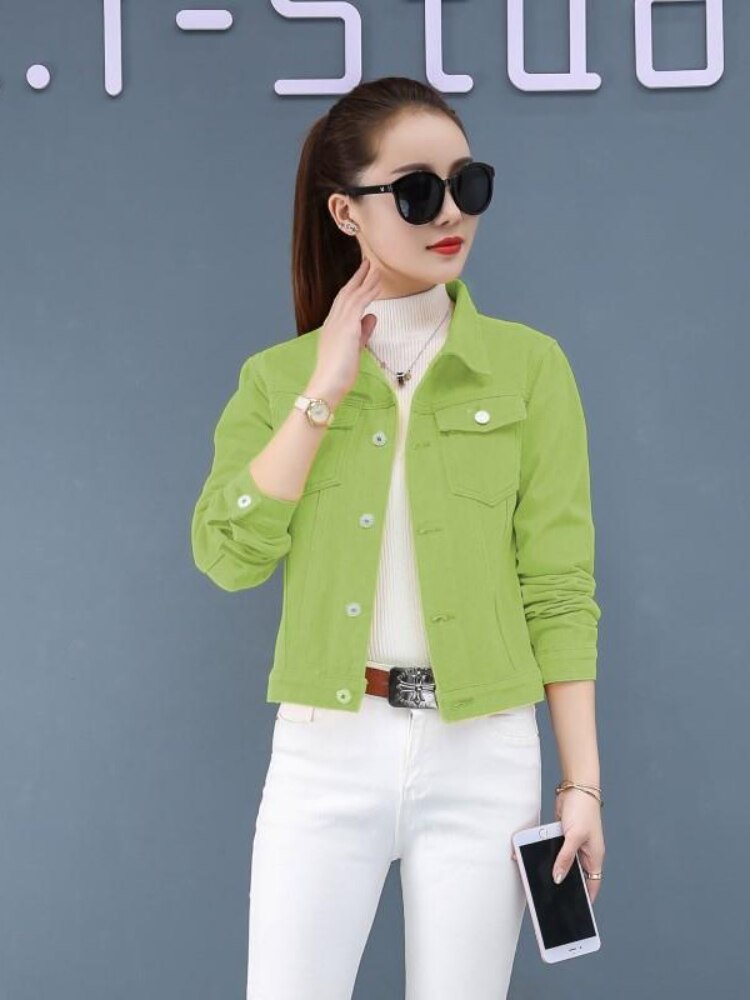 Denim Jacket Women Spring Autumn New Short Women's Jacket Fashion Retro Long-sleeved Top Office Lady Coats Woman Clothing 2023 - - DYAVOR®