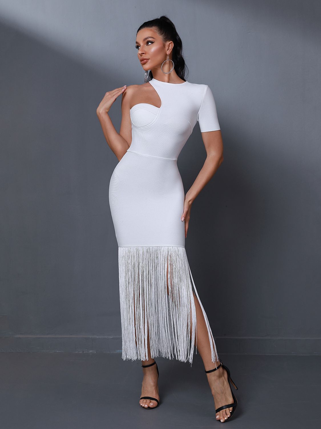 Cut Out Fringed White Bandage Dress - Dresses - DYAVOR®
