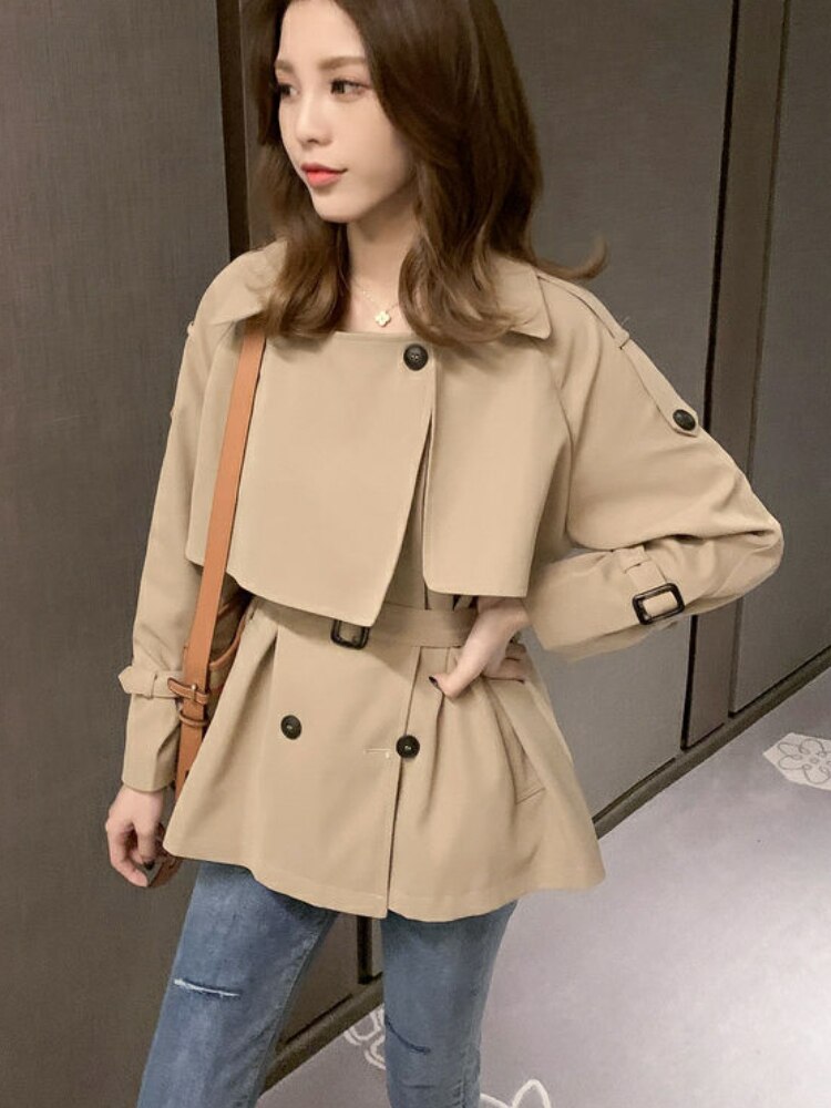 Spring Autumn New Korean Fashion Black Trench Coat Women's Fashion Loose Jacket Temperament Casual Top Women's Wear Coat Women - - DYAVOR®