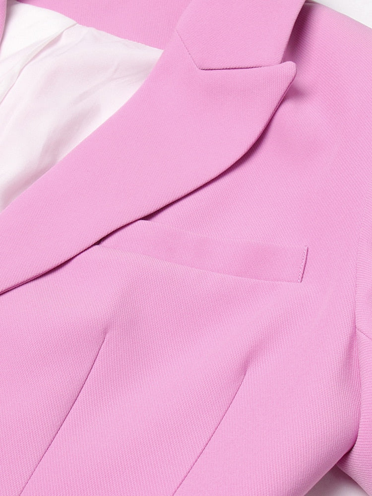 Classic Rose Blazer-Dress with Pearl Belt - - DYAVOR®