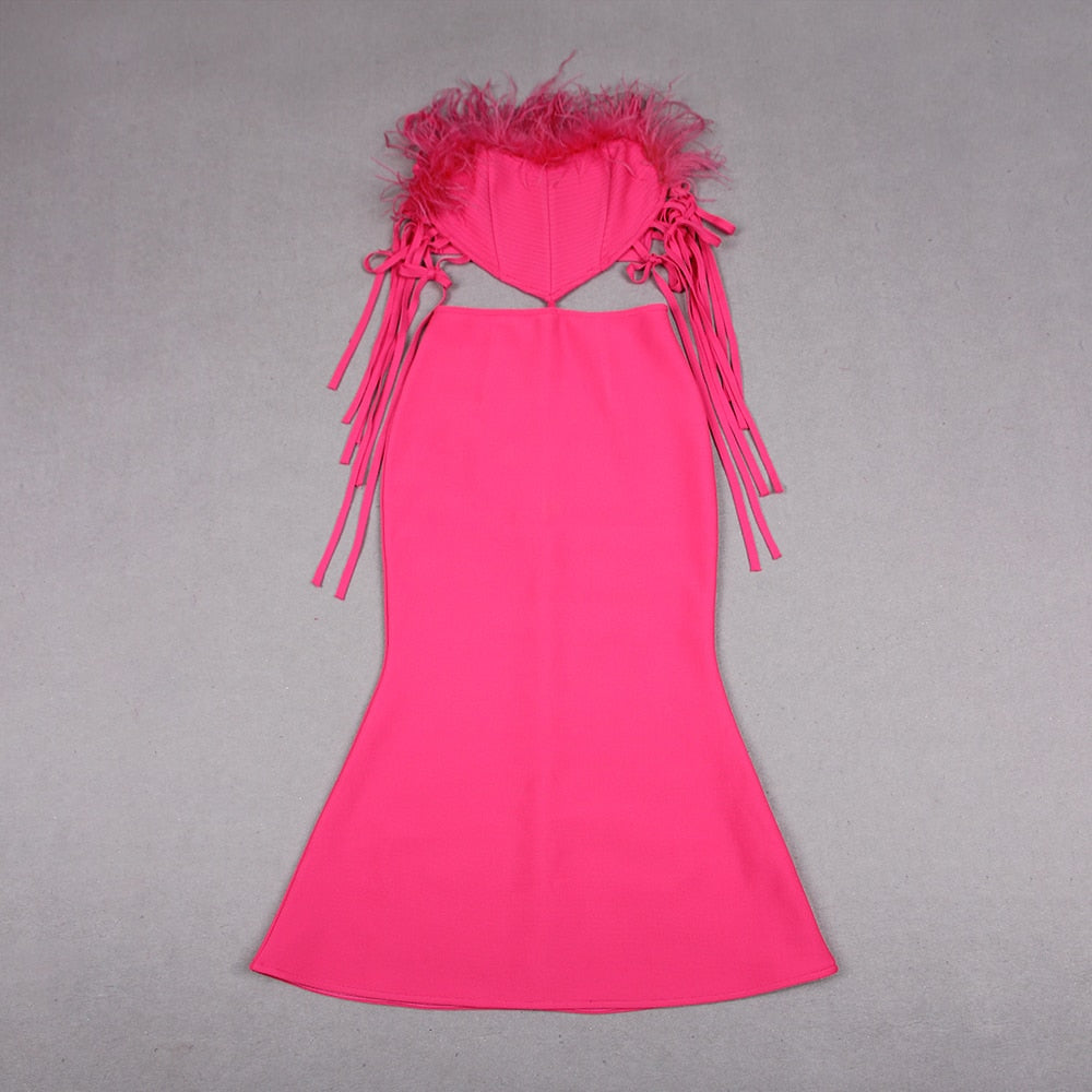 Feather Cut Out Mermaid Midi Dress - dresses - DYAVOR®