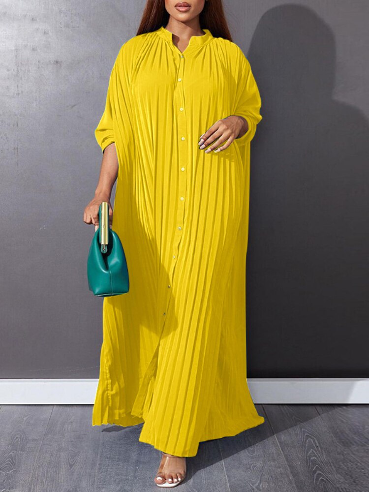 Women's Dress New Stylish Oversized Loose Dress Casual Pressed Pleated Long Dresses Elegant Women's Dresses for Wedding Robe - - DYAVOR®