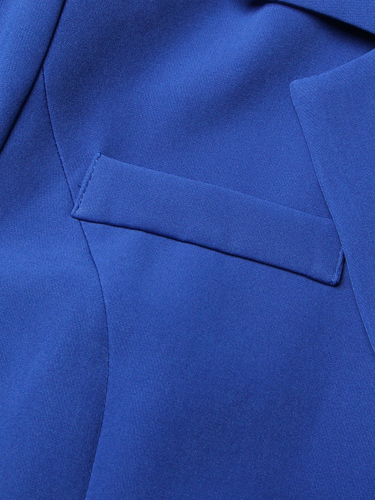 Blue Mini Jacket Dress with Ties - - DYAVOR®