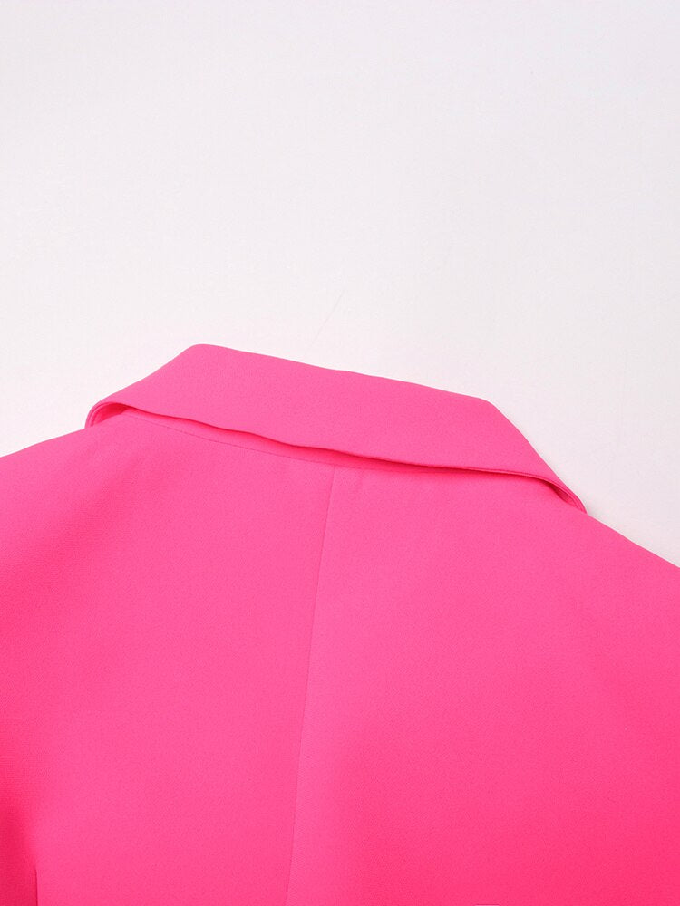 Brilliant Rose Blazer-Dress with Pearl Belt - - DYAVOR®