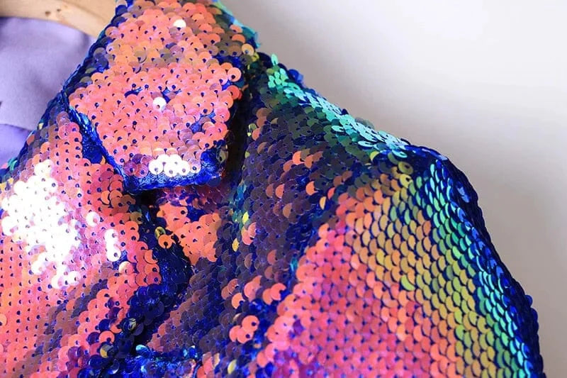 The Technicolor Sequin Long Sleeve Blazer - 0 - DYAVOR®