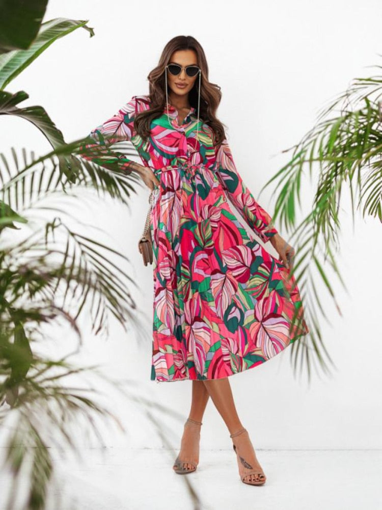 Spring Autumn New Temperament Elegant Dress V-neck High-waisted Commuter Long Dresses Fashion Banquet Party Dress Women Clothing - - DYAVOR®