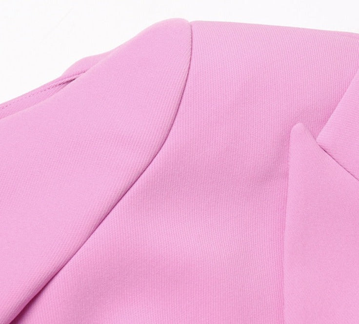 Classic Rose Blazer-Dress with Pearl Belt - - DYAVOR®