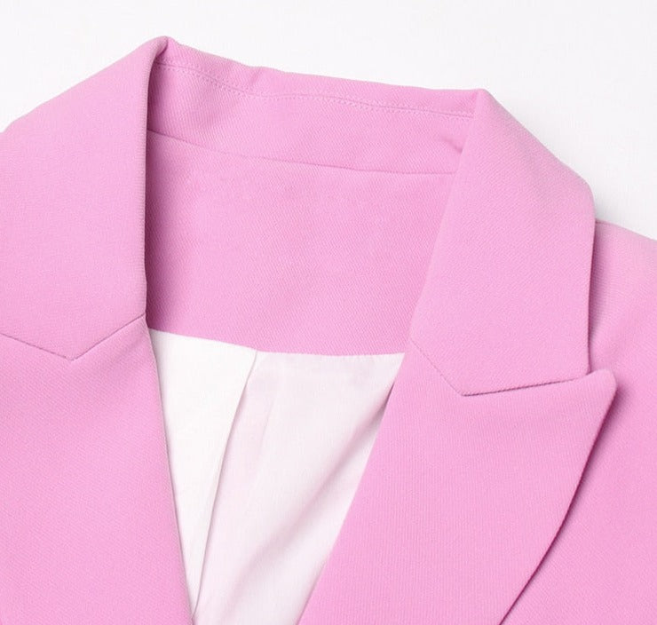 Classic Rose Blazer-Dress with Pearl Belt - - DYAVOR®