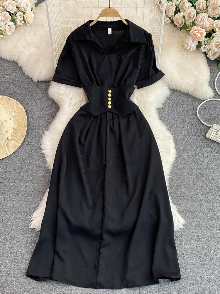 Womens Clothing 2023 Summer New French Luxury Style Temperament Shirt Dress Fashion Short Sleeve Dresses Formal Occasion Dresses - - DYAVOR®