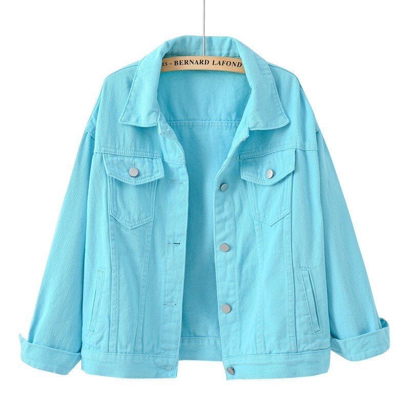 Spring Autumn 2023 New Short Loose Long-sleeved Denim Jacket Women Baseball Uniform Fashion Top Casual Sports Coat Clothes Tops -  - DYAVOR®